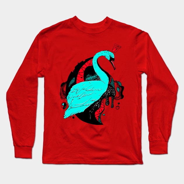 Turqred Swan Queen Long Sleeve T-Shirt by kenallouis